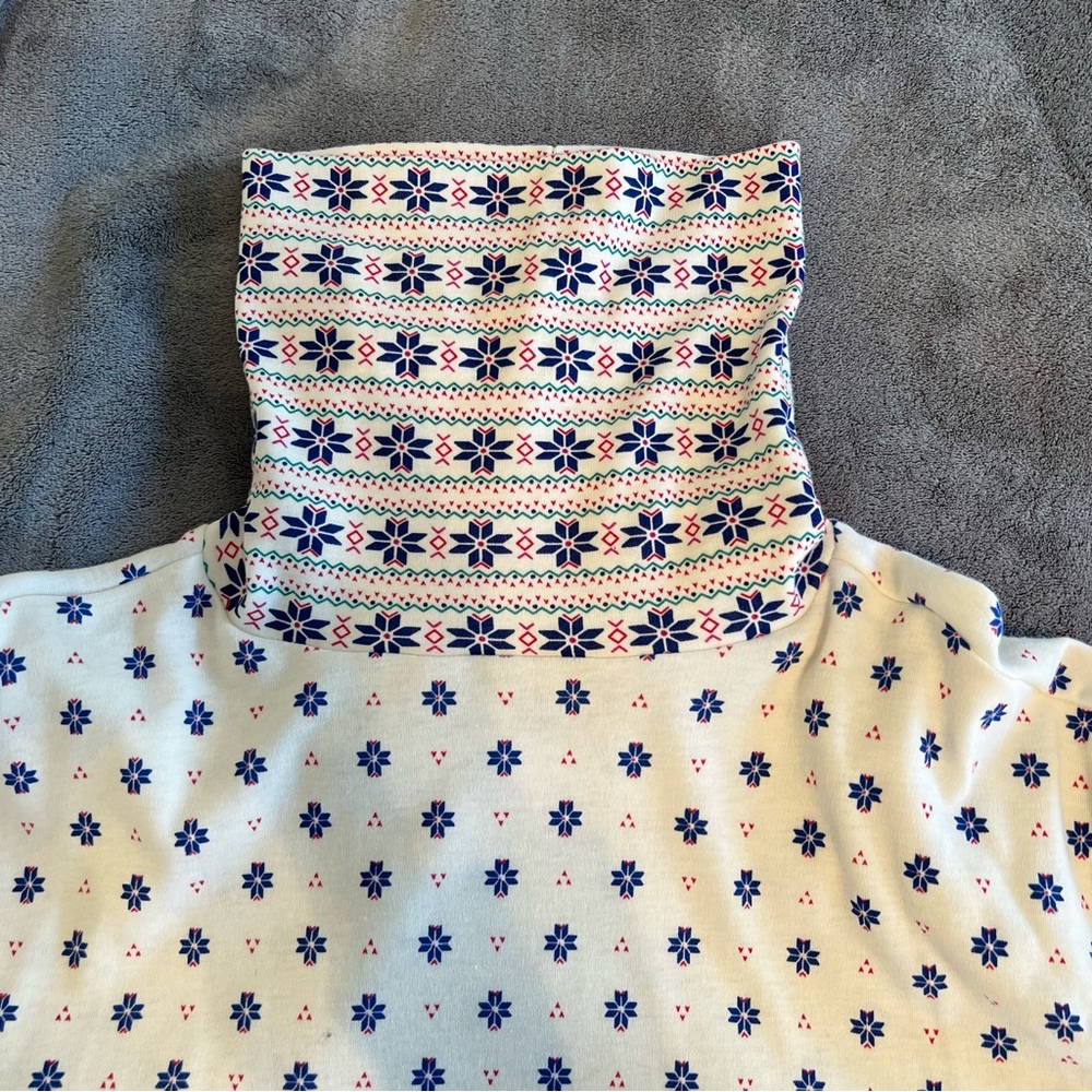 Vintage Venizia White Mod Patterned Long Sleeve Turtle Neck Contrast Cuff granny - Picture 6 of 10